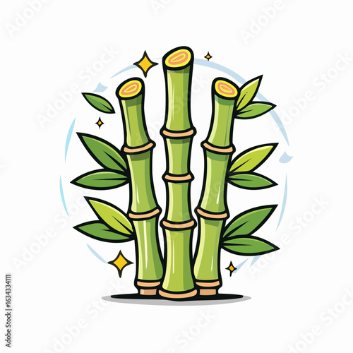 Charming bamboo stalks illustration exuding zen, nature, and tranquility with soft colors