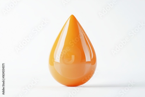 Glossy orange drop shape isolated on white background