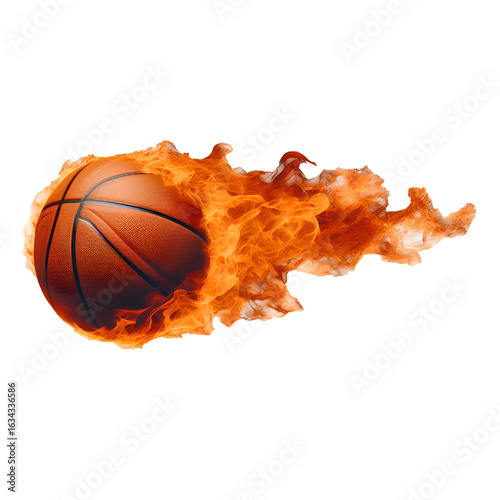basketball with flames