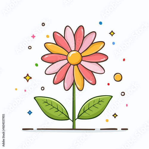 Whimsical Delight: A Cartoon Daisy in Pastel Hues Brings Joy to Your Day