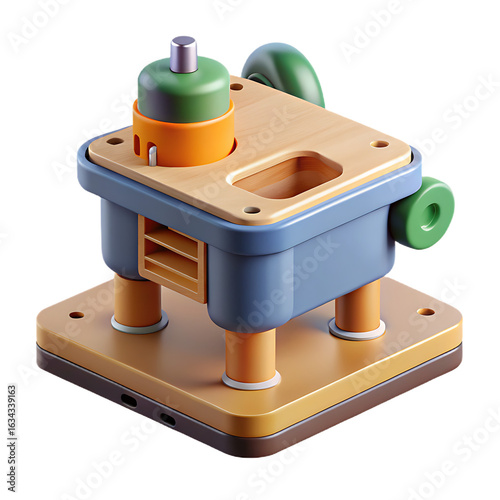 Woodworking router tool with green accents isolated on transparent background