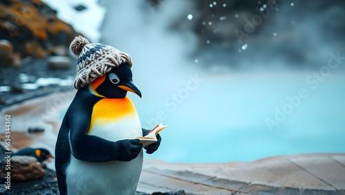 Cute Animal Characters Journaling and Exploring Scenic Travel Landscapes