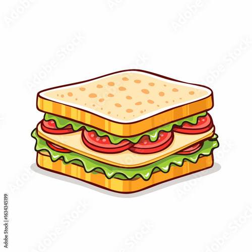 Delicious Cartoon Sandwich with Fresh Ingredients Perfect for a Quick Lunch