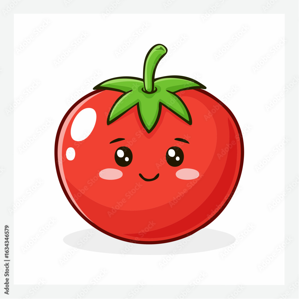 Obraz premium A Adorable and Wholesome Smiling Tomato Cartoon Character on a Plain White Background