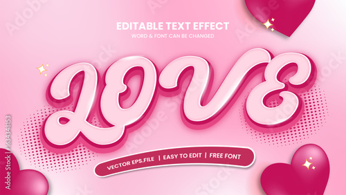 Valentines love editable text effect