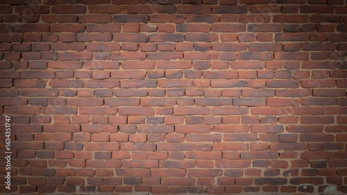 A brick wall, reddish-brown tones, textured surface.
