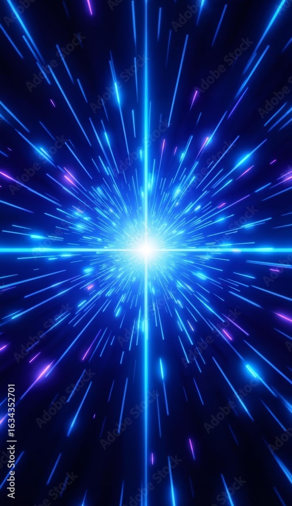 Naklejka premium Radiant Blue Light Burst in Space