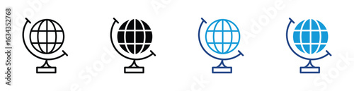 Earth globe icon set, globe earth on stand school education icon,  vector illustration . 