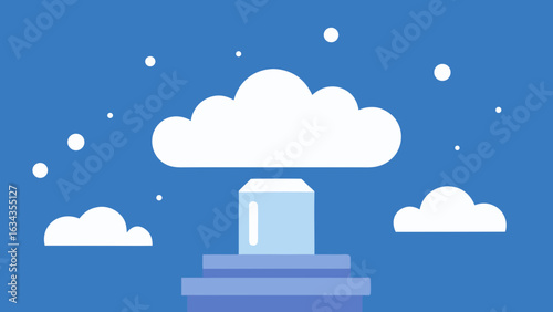 Cloudy Sky Podium Made of Floating Light Particles