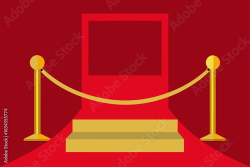 Red Velvet Podium with Golden Rope Barrier