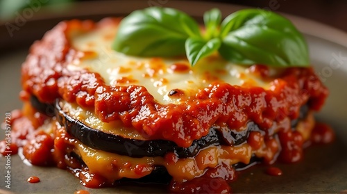 italian eggplant parmesan dish melted cheese tomato sauce