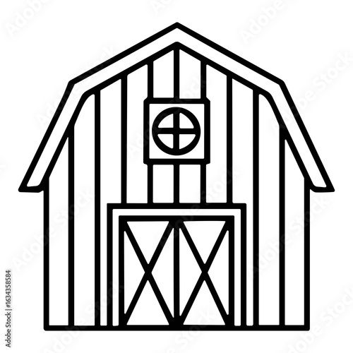 Simple Outline Barn Farmhouse Style Building Rural Countryside Architecture Icon