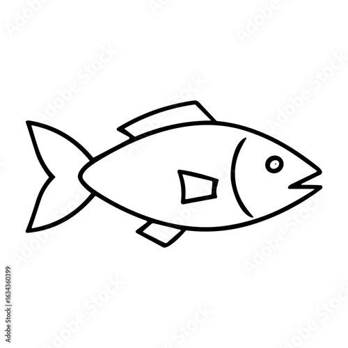 Simple Outline Flat Illustration Fish Marine Animal Aquatic Life Symbol