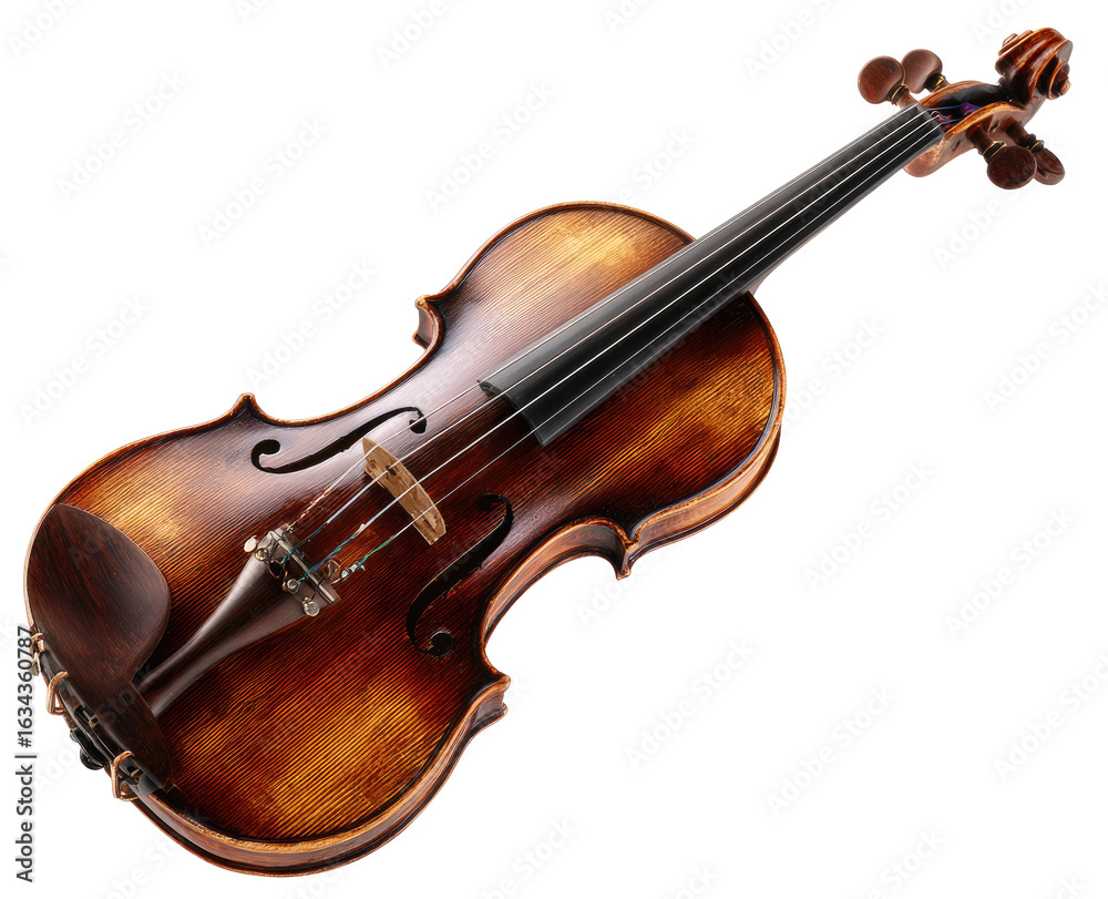 Fototapeta premium Violin, rich wood grain, angled view