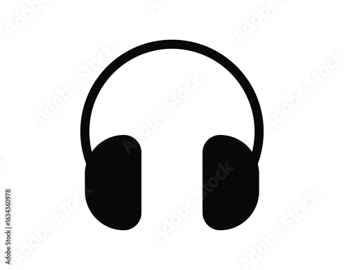 Simple Black Headphones Icon for Music and Audio Representation