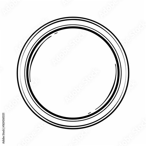 Vector illustration of a blank 3d golden metal circle frame in a round ring shape with a gold button design for an empty icon symbol