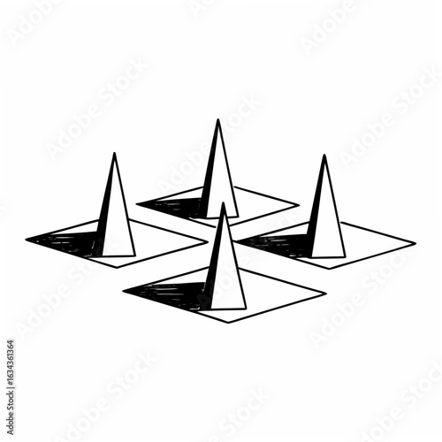 Vector illustration of a sailing yacht and ship navigating the blue ocean water during a summer regatta travel vacation