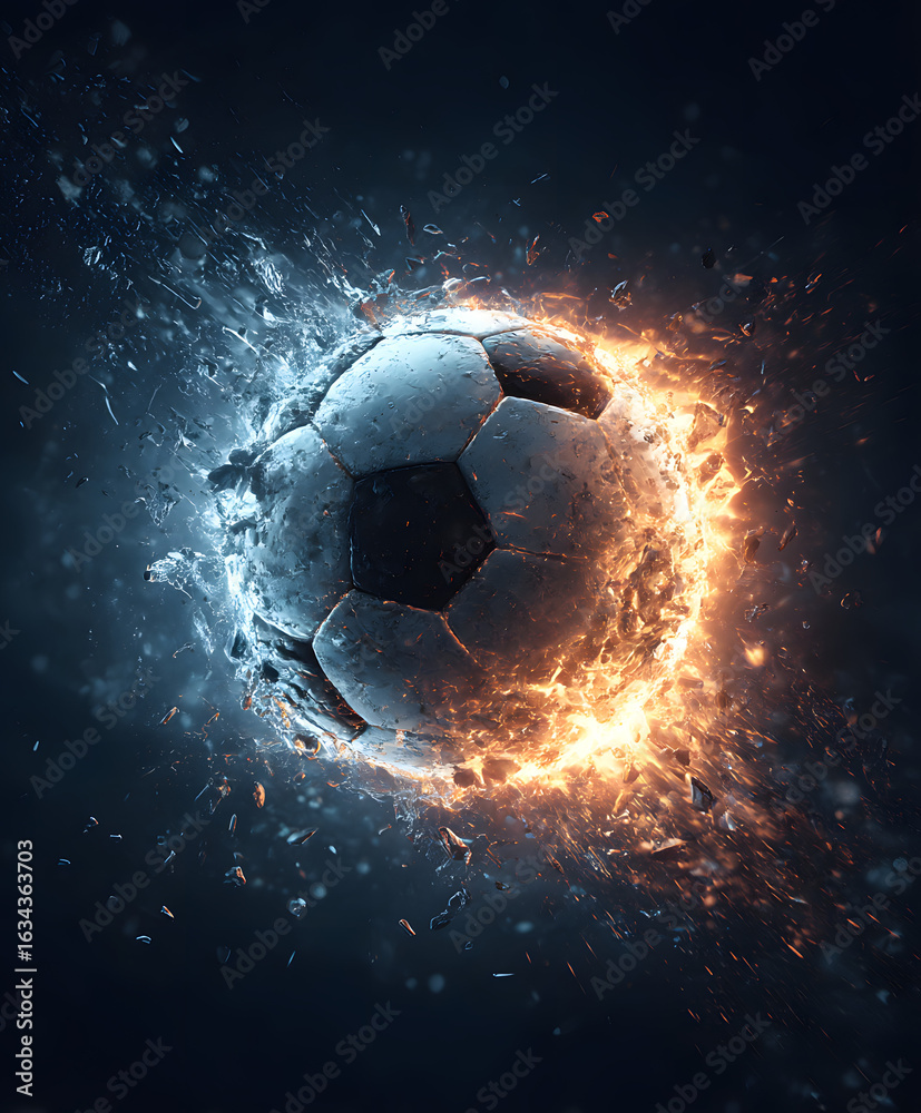 Fototapeta premium soccer ball in fire