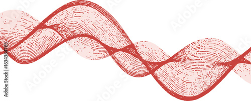 Abstract red wavy lines with textured pattern