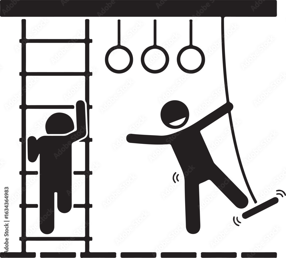 © Suma Creative - Vector art of people are doing obstacle course training isolated on white background © Suma Creative - Vector art of people are doing obstacle course training isolated on white background