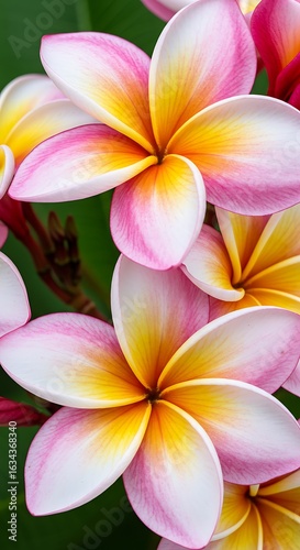 Pink and Gold Plumeria Blossom Close-Up