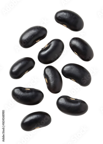 Pile of black beans isolated on transparent background