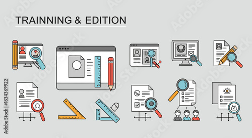Training and edition icons collection for business and education purpose vector