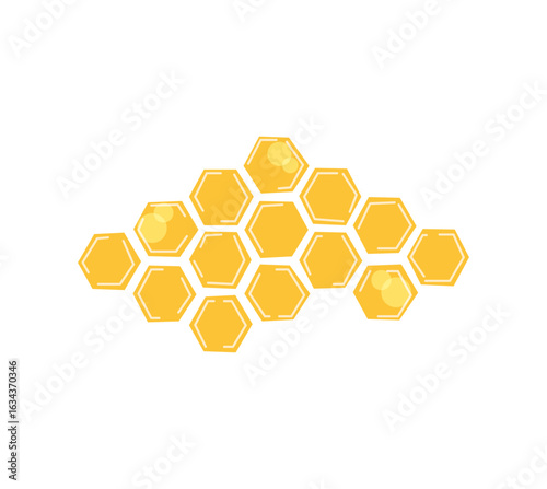 Bee honeycomb isolated on white background. Hand drawn flat cartoon vector illustration. Beehive hexagon cells