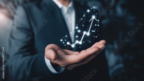 Business Growth Strategy: Executive Holding Success Arrow Graph