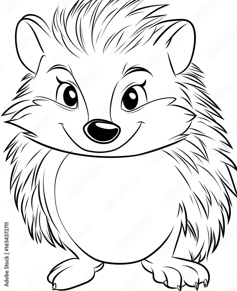Obraz premium Coloring for children and adults, coloring of the animal world, hedgehog.