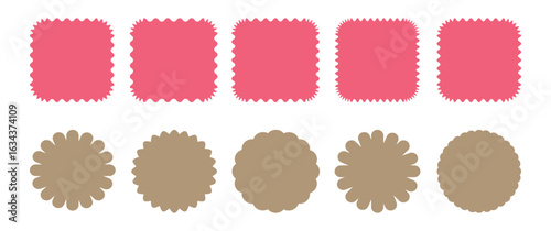 Zig zag edge rectangle shape, colorful collection. Different shapes and sizes frame with zigzag edge. Zig-zag circle collection in black and red color. Wave zigzag dividers.