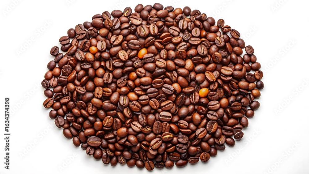 Obraz premium Pile of roasted coffee beans isolated on white background
