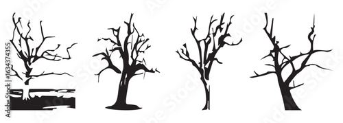 Tree silhouettes. Creepy Tree. Old Tree. Incredibly Detailed Tree Silhouettes. 