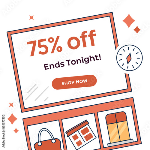 Seventy Five Percent Off Sale Ends Tonight Online Shopping Promotion
