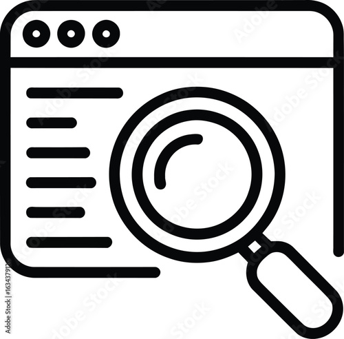 Magnifying glass over a digital document or webpage with search results