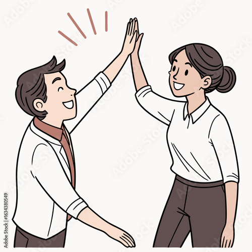 Two colleagues giving a high five to celebrate a successful collaboration