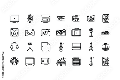 Entertainment Industry Icons – Camera, Mic, Film Reel