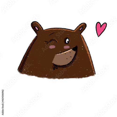 a cute little bear sticker for social media, for print, greeting card
