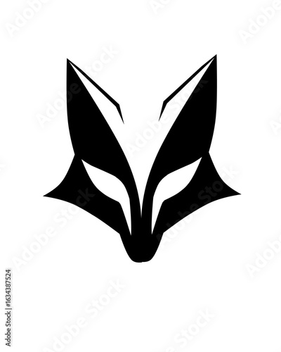 Minimalist black and white fox head logo with sharp lines and intense eyes. Represents cleverness, agility, and strength. Ideal for sports, tech, or creative brands.