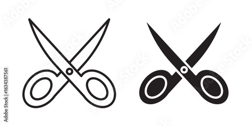 Surgical Scissors Icon Vector Illustration Stroke and fill on white background ;Hand-drawn different types of surgical scissors used in medical practice during operations