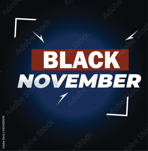 Black November with gredient in blue