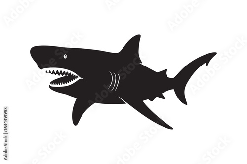 Prehistoric Megalodon Shark Silhouette Vector for Ancient Marine Life and Extinction