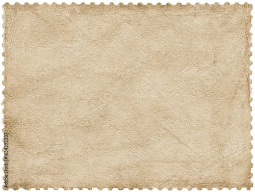 Torn paper texture on a white background, stamp shape, empty space, vintage style