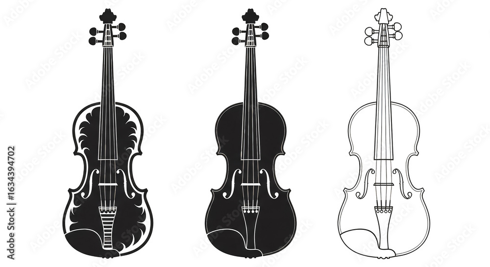 Naklejka premium Violin Trio Ethereal Shadowy Striking Strings