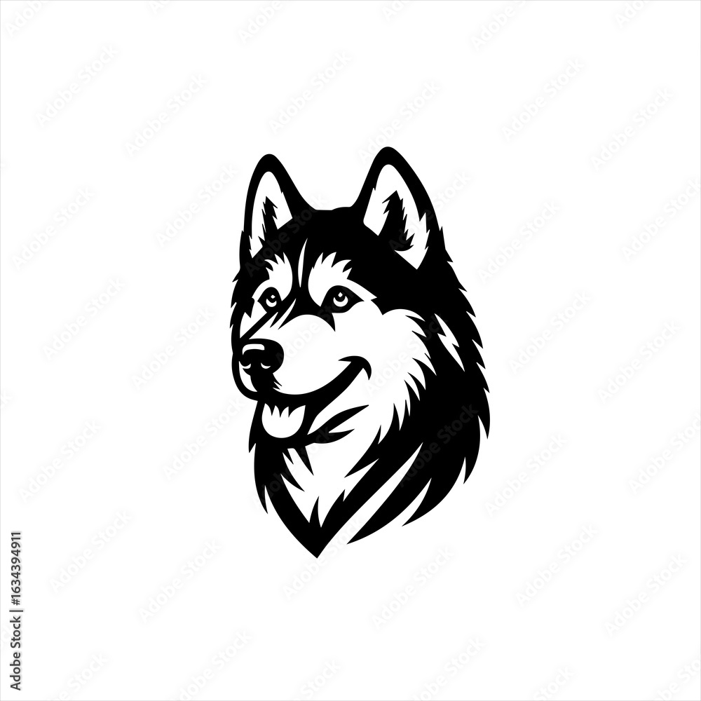 Naklejka premium Husky dog head isolated on white background
