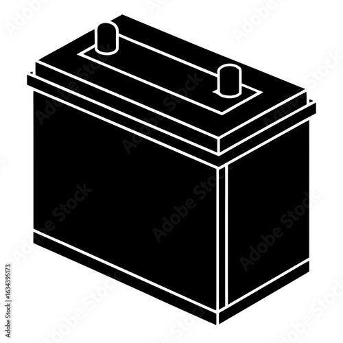 Vector art of black car battery with terminals and handle isolated on a white background
