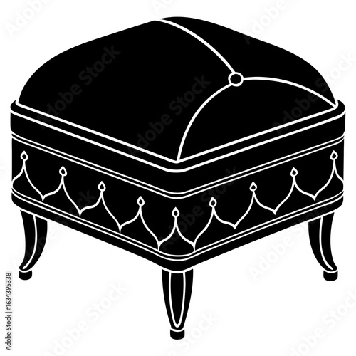 Illustration of an elegant ottoman, a padded and upholstered footstool, isolated on white background