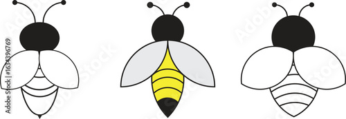 icon set of bee illustation with white background