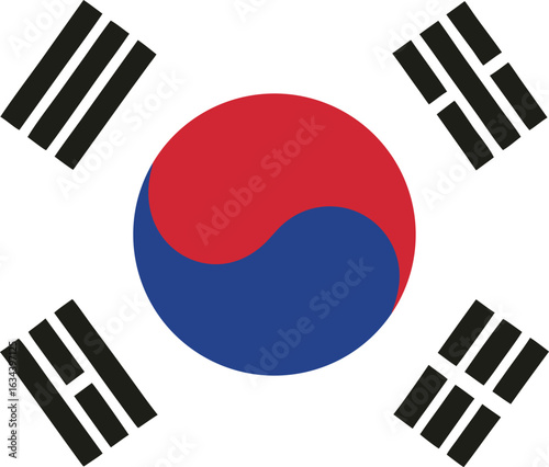 South Korea national flag icon in circular shape on white background