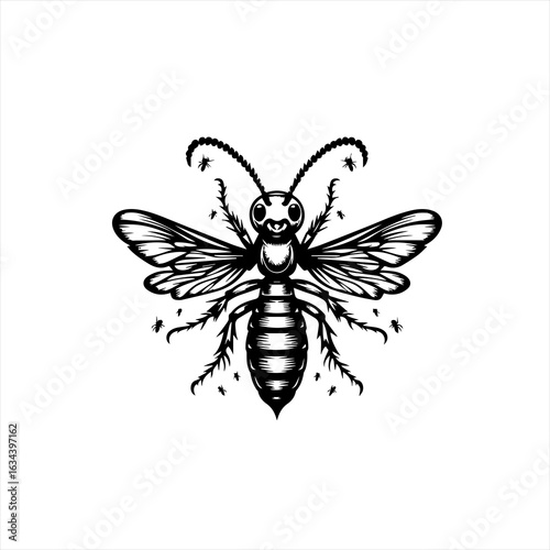 Detailed illustration of a bee